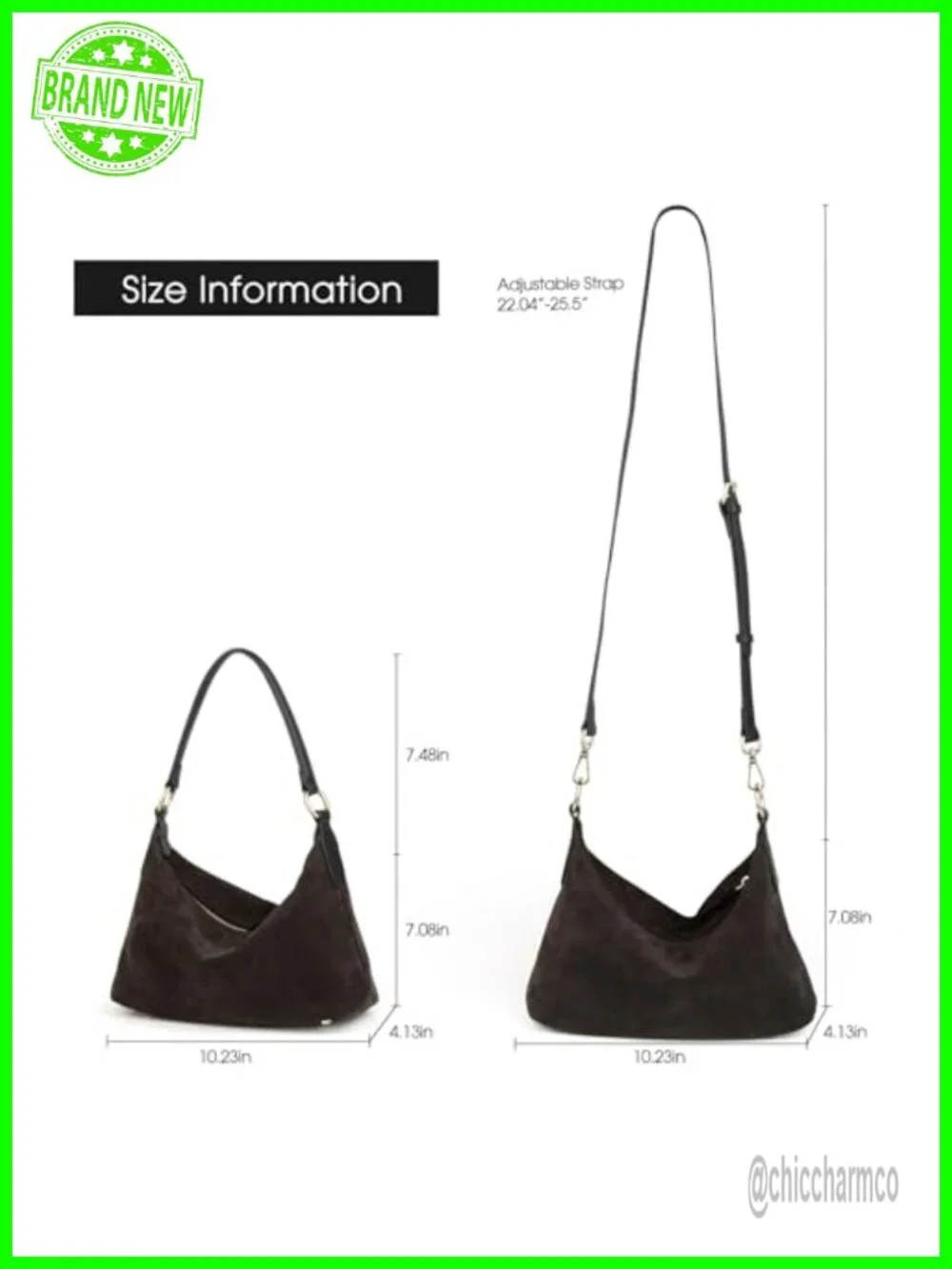 Real Cowhide Suede Slouchy Crescent Hobo Bag Shoulder Satchel Work Tote